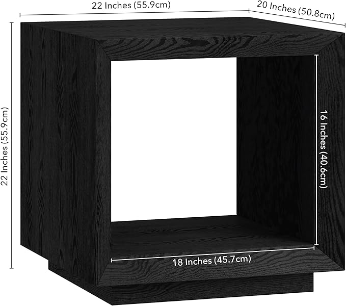 Henn&Hart 22" Wide Rectangular Side Table in Natural Black, - Image 3