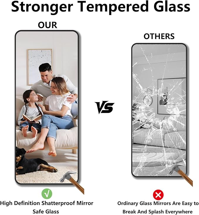 Koonmi Metal Framed Bathroom Mirror, High-Definition Tempered Glass Bathroom - Image 5
