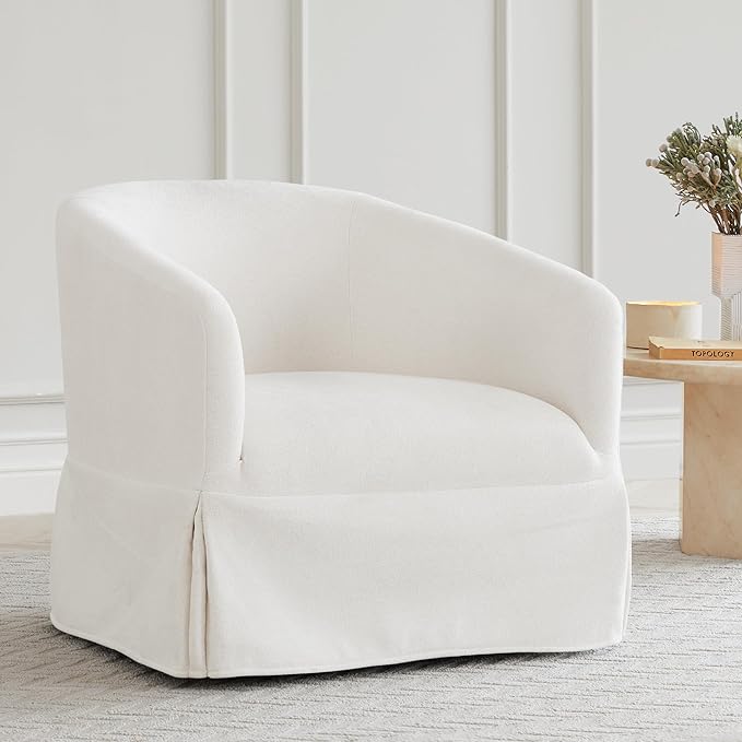 Swivel Accent Chair, 360 Degree Performance Fabric Armchair Modern Barrel by Kislot
