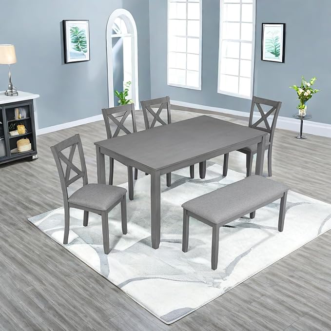 Dining Table Set, 6-Piece Kitchen Table & Chair Set - Image 2