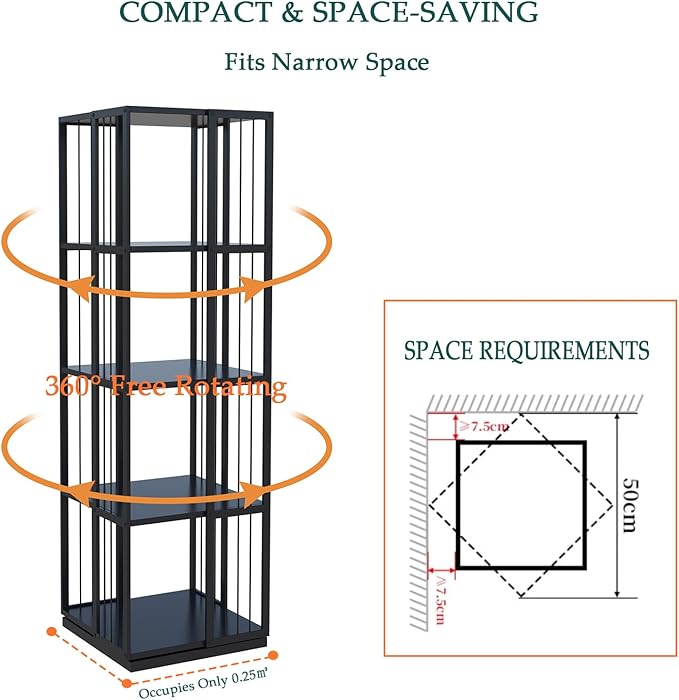 Square Rotating Bookshelf Tower - Image 5