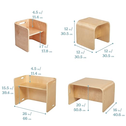 ECR4Kids Bentwood Multipurpose Table and Chair Set, Kids Furniture - Image 2