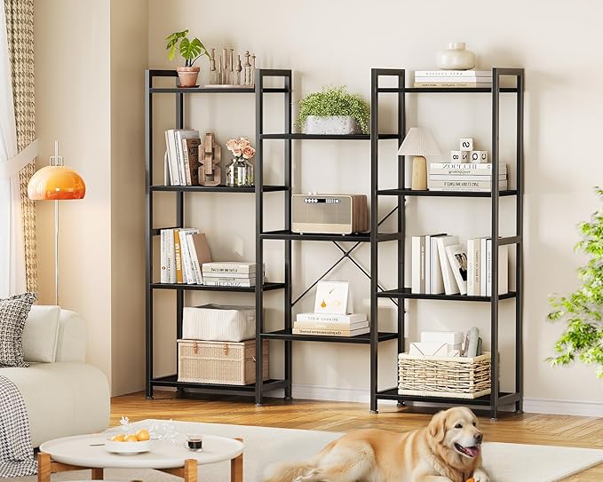 Casaottima Triple 4 Tier Bookshelf, Large Bookcase - Image 7