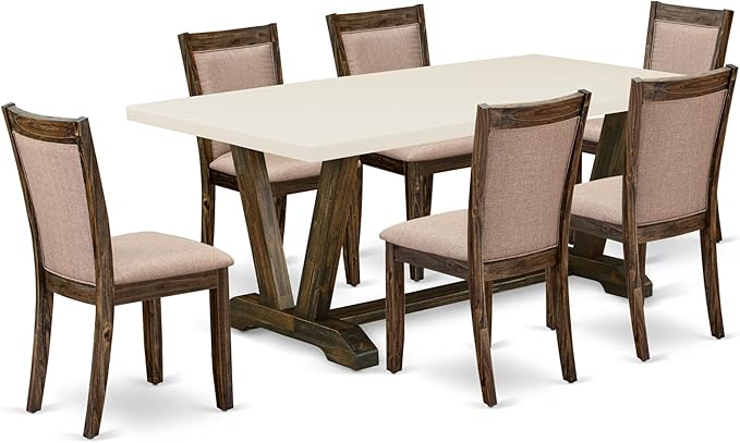 East West Furniture V727MZ716-7 7 Piece Dinette Set Consist of a Rectangle by EastWestFurniture