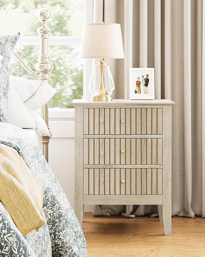 Night Stand, Fluted Nightstand Bedside Tall Farmhouse Nightstand - Image 6