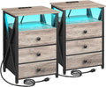AMHANCIBLE Night Stand Set 2, LED Nightstand by AMHANCIBLE