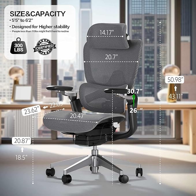 Ergonomic Office Chair, Big and Tall Mesh Home Office Desk Chair - Image 2
