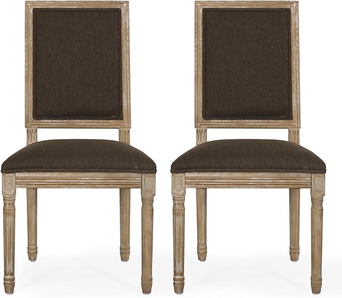 Merax Upholstered Solid Wood Dining Chairs Set of 2, French Country Style - Image 5