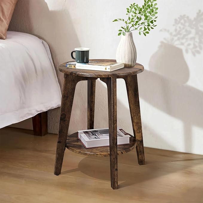 Small Round Side Table Wooden End Table - Image 4