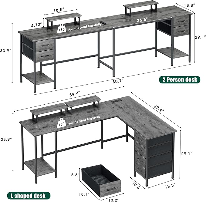 59 inch L Shaped Computer Desk - Image 3