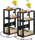 3-Tier Small Narrow Wood Side Table Set of 2 by YUFAM