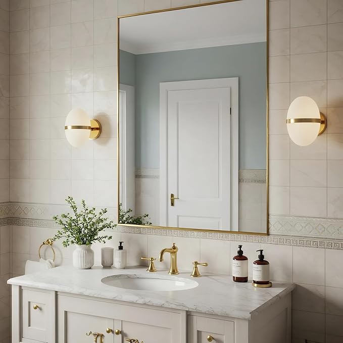 30x36 Inch Brass Bathroom Mirror - Image 4