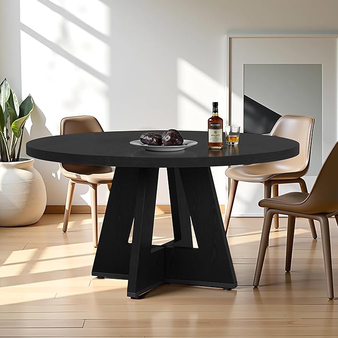 Round Dining Table for 4, 47 Inch Dinner Table Farmhouse Wooden Circle Kitchen - Image 7