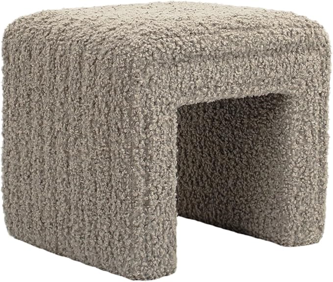 Get Set Style Vanity Stool Chair, Modern Wool Ottoman Foot Stool - Image 3