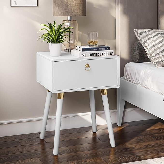 Bme Alden Wood Nightstand, Solid Wood End Table, Mid Century Modern Nightstand by Bme
