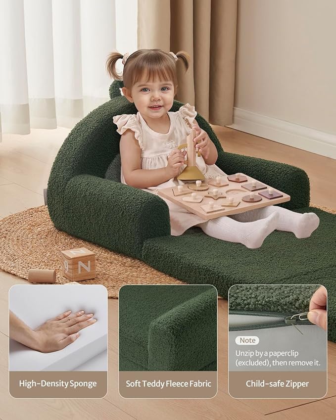 Blissful Diary Foldable Toddler Couch, 2-in-1 Comfy Toddler Chair & Lounger - Image 5
