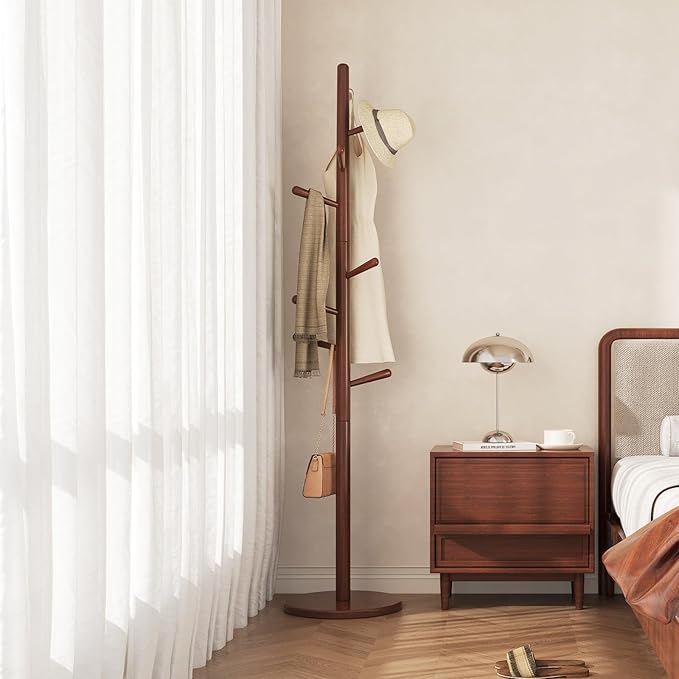Uniclinens Coat Rack Freestanding Solid Wood Coat Tree Standing by Uniclinens