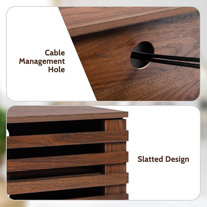 HollyHOME Wood TV Stand for TVs up to 65", Mid Century TV Stand - Image 4