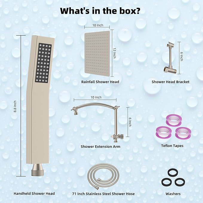 Hibbent All Metal 12'' Rainfall Shower Head, Dual Shower Head Combo, High - Image 7