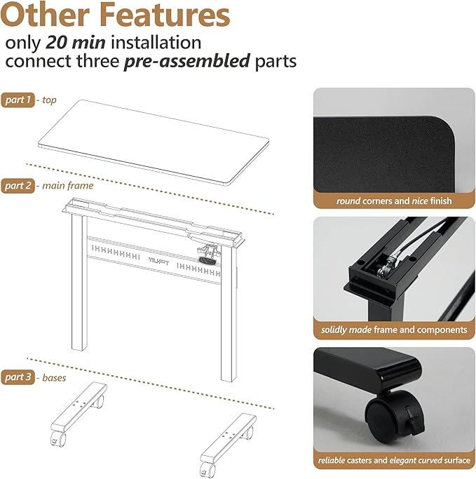 Non-Electric Auto-Lifting Standing Desk, No Knobs or Crank, Rolling and Mobile - Image 5