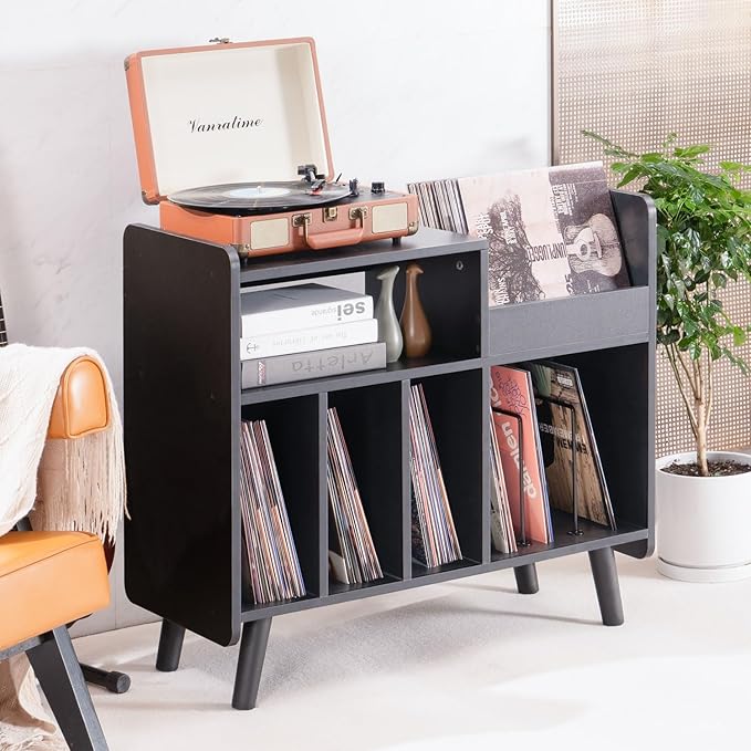Record Player Stand, Large Record Player Table Cabinet - Image 5
