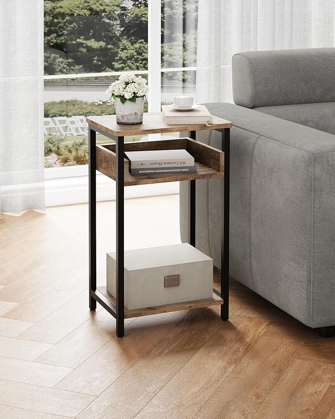Side Table, 25 inch High End Table, Small Bedside Table - Image 2