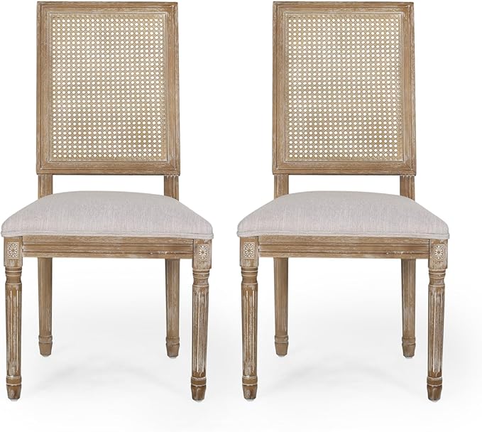 Merax Upholstered Solid Wood Dining Chairs Set of 2, French Country Style - Image 5