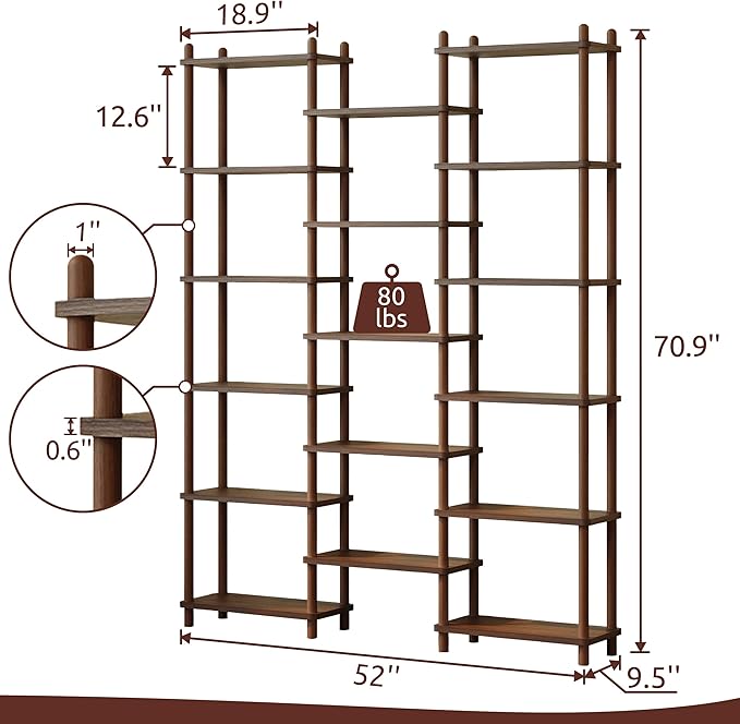 IOTXY Wooden Triple Wide Bookshelf - Image 3
