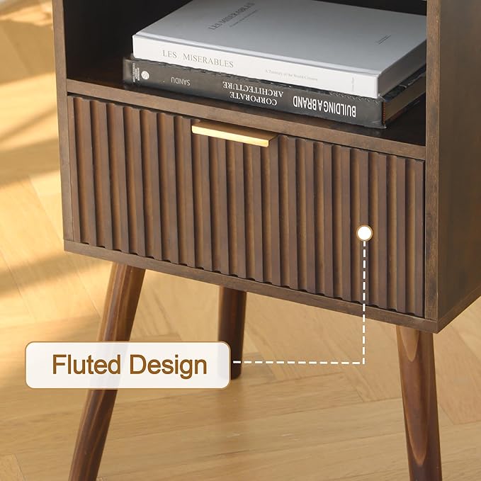 AWASEN Mid Century Modern Nightstand, Wood Bedside Table - Image 4
