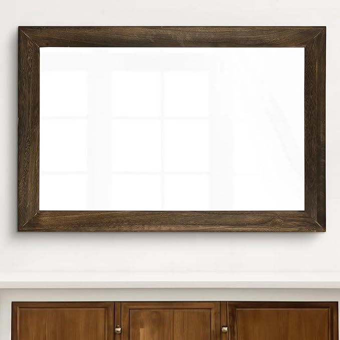 CULER Rustic Wood Wall Mirror for Bathroom, Rectangle 24 x 36 inch Hanging - Image 2