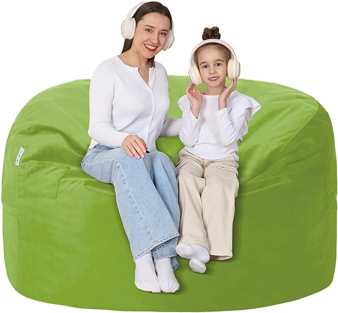 4FT Bean Bag Chair with Ultra Soft Velvet Cover Bean Bag Sofa with Memory Foam by Unknown