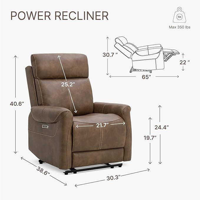 Leather Recliner Chair for Adults Wall Hugger RV Recliner - Image 3