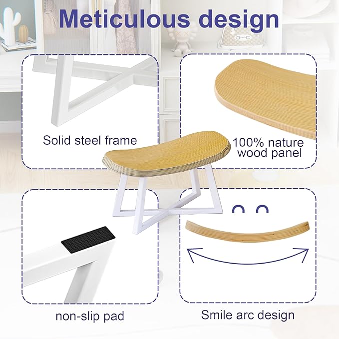 Wooden Step Stool，Foot Rest for Adult&Children, Short Stool for Under Desk - Image 3
