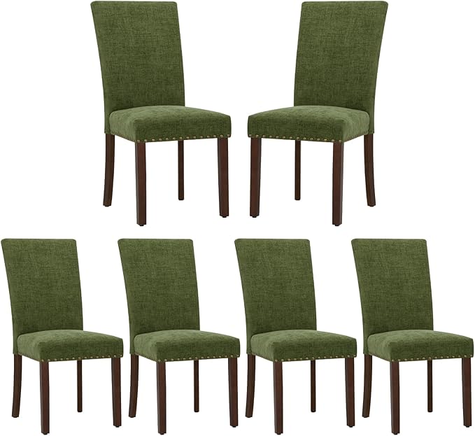 COLAMY Upholstered Parsons Dining Chairs Set of 6, Fabric Dining Room Kitchen by COLAMYINC
