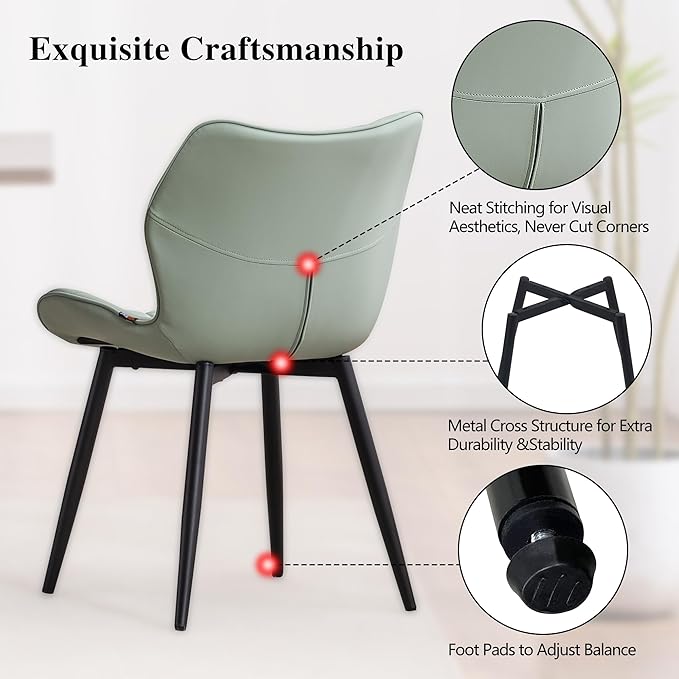YOUNIKE Dining Chairs Set of 2, Upholstered Faux Leather Dining Room Chairs - Image 6