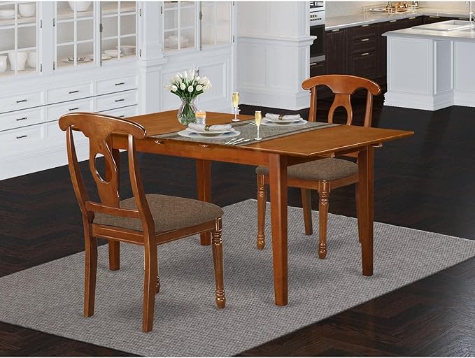 East West Furniture PSNA3-SBR-C 3 Piece Kitchen Table Set Contains a Rectangle - Image 6