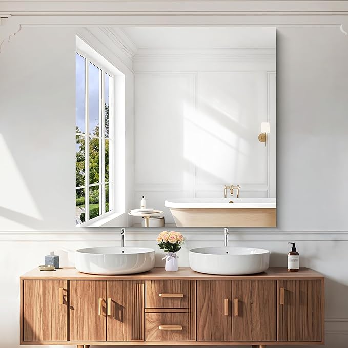 KOCUUY Large Frameless Mirror, 48x48 Inch Square Bathroom Vanity Mirror - Image 5