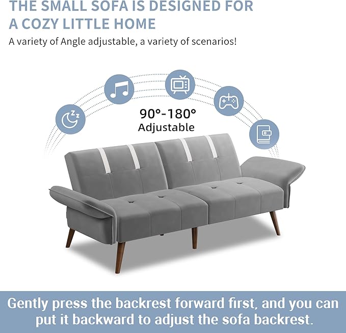 Shintenchi Sleeper Sofa Bed, Velvet Futon Folding Couch Bed - Image 6