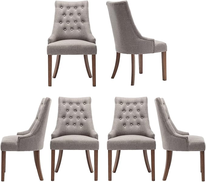 COLAMY Wingback Upholstered Dining Chairs Set of 6, Fabric Side Dining Room by COLAMYINC