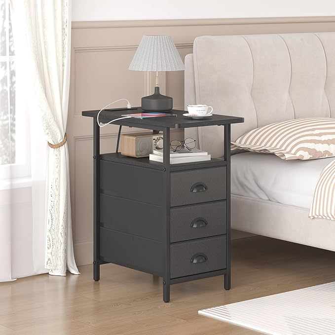 End Table with Charging Station, Side Tables Livingroom with USB Ports and - Image 6