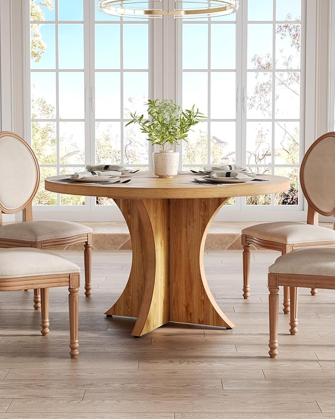 LITTLE TREE Round Dining Table for 4-6, 47.24 Inches Kitchen Table - Image 4