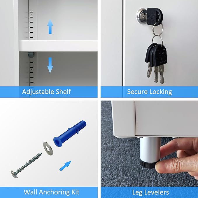 Metal Storage Cabinet with Locking Doors and Adjustable Shelf, Small Lockable - Image 5