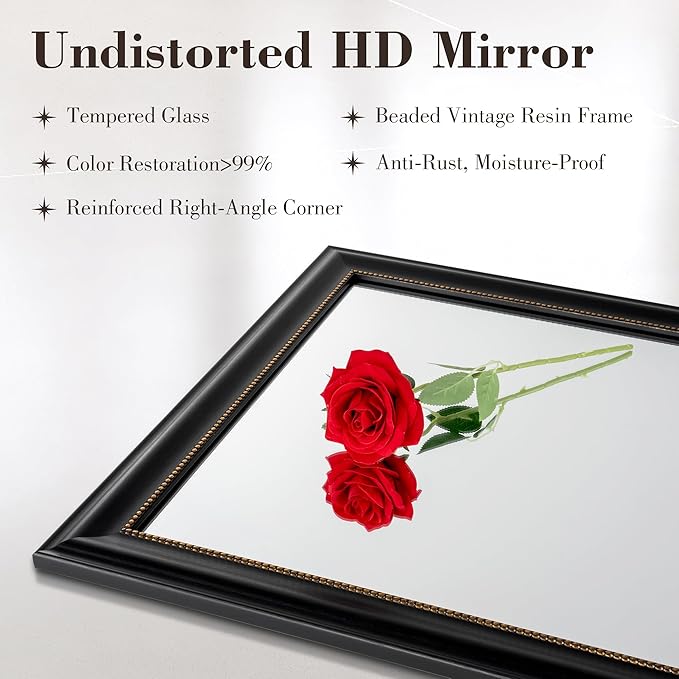 Axeman 30x40 Rectangular Wall Mirror, Decorative Bathroom Mirror, Traditional - Image 3