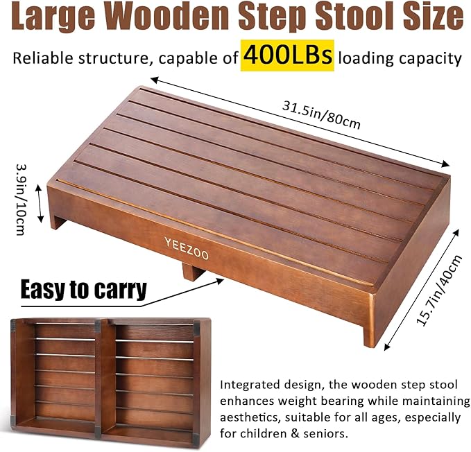 Wooden one Step Stool- Solid Pine Wood Step Riser - Image 2