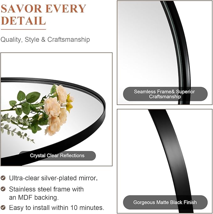 ANDY STAR Oval Bathroom Mirror, Oval Vanity Mirror - Image 4