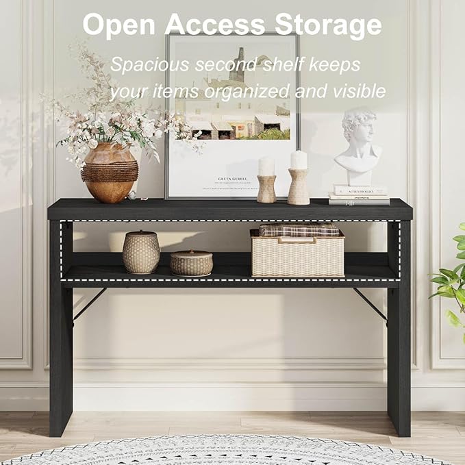 BON AUGURE Console Table with Storage, Wooden Couch Tables Behind Sofa - Image 5