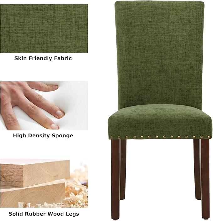 COLAMY Upholstered Parsons Dining Chairs Set of 4, Fabric Dining Room Kitchen - Image 4