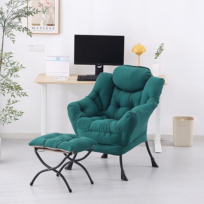 Lazy Chair with Ottoman, Modern Accent Chair Contemporary Lounge Leisure Sofa - Image 7