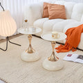 Modern Round Side Table with Gold Pedestal Base, Accent End Table by Unknown