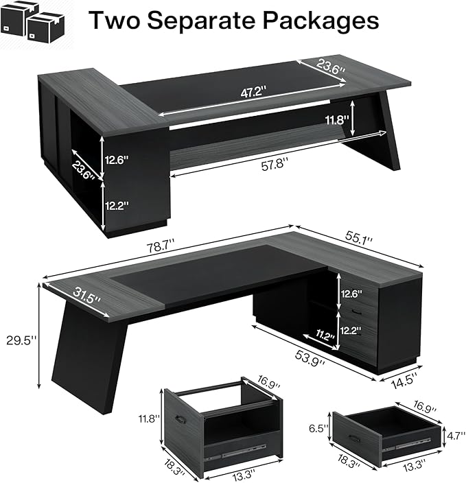 Tribesigns 78" L-Shaped Executive Desk, Large Modern Office Desk - Image 2